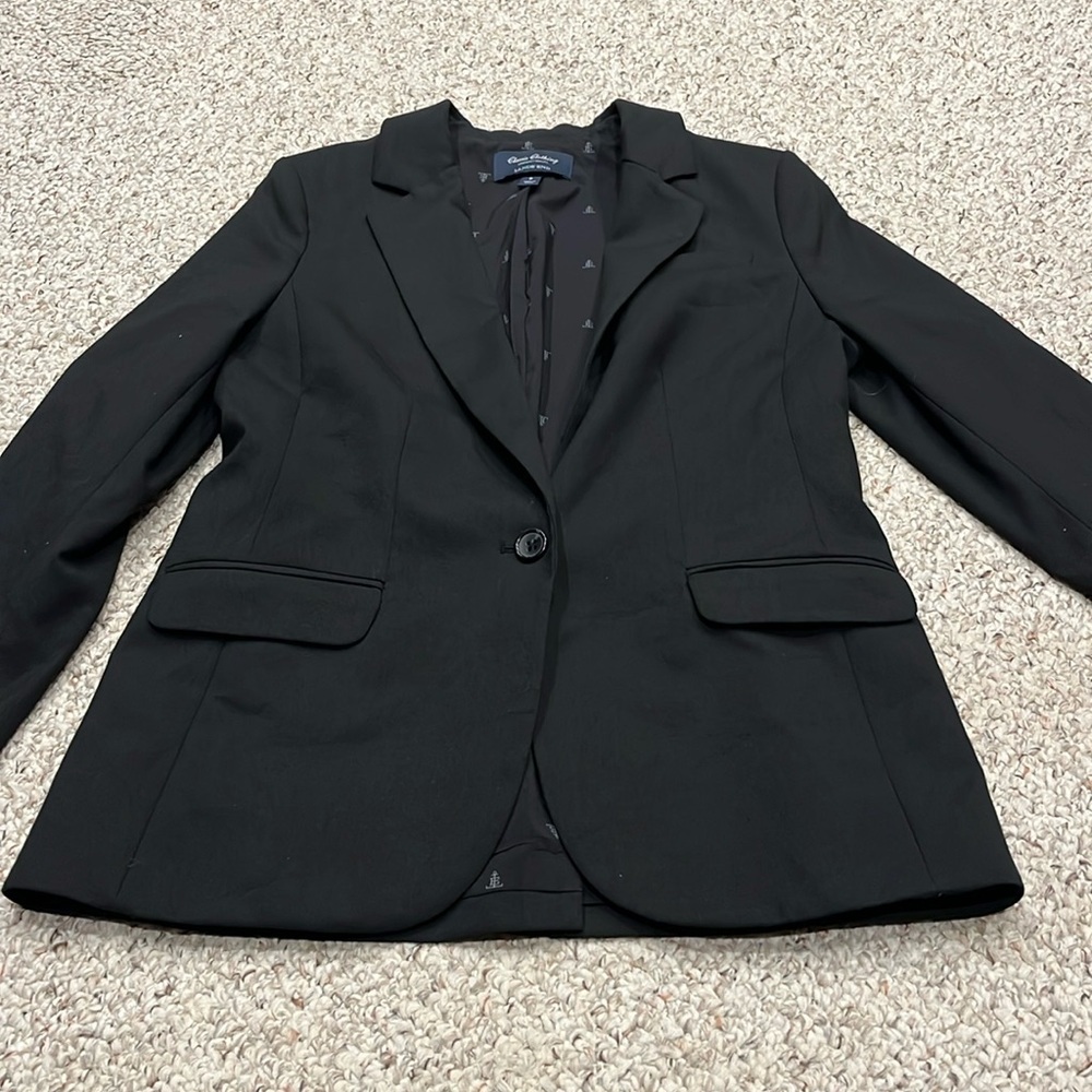 Land's End Women's Blazer Jacket Black Sz 8 Classic Business Casual Career